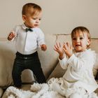 Body chłopięce z długim rękawem, koszulowe, białe, Eevi