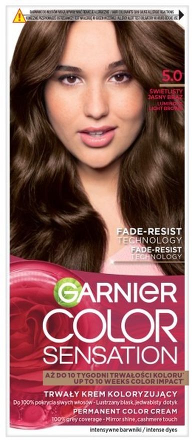 Garnier, Color Sensation, krem koloryzujący, nr 50 - świetlisty jasny brąz