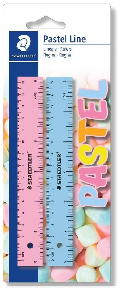 Zestaw 2 linijek, 15 cm, pastelowe