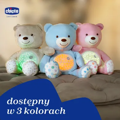 Chicco, First Dreams, Miś z Projektorem, Maskotka, uspokajacz z dźwiękami, muzyka klasyczna, niebieski