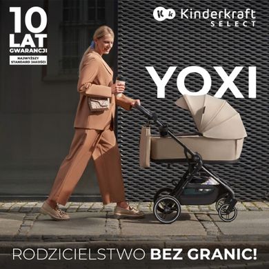 Kinderkraft, Yoxi, Mink Pro, wózek wielofunkcyjny 3in1, Moonlight Grey