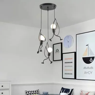 Loft, lampa sufitowa LED typ. II, ludziki, humanoid, czarna