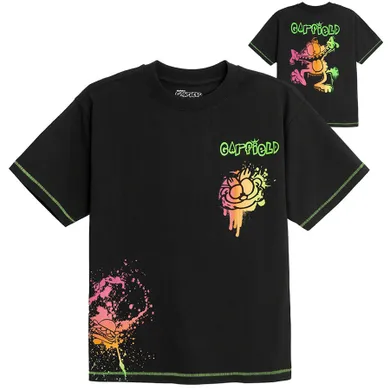 Cool Club, T-shirt chłopięcy, czarny, Garfield